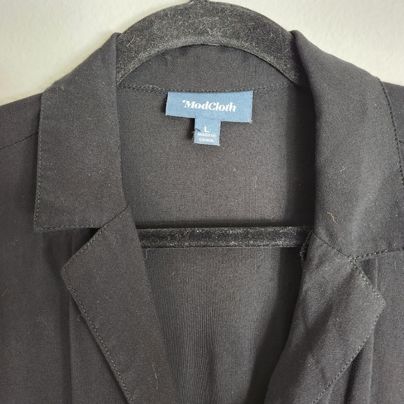 Modcloth Womens Black So Field With Joy Roll Tab Sleeve Romper-Size L - Picture 4 of 12